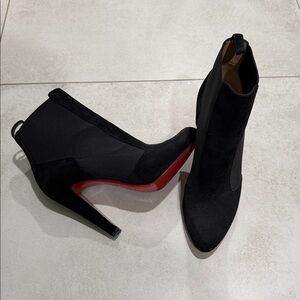 Christian Louboutin Black Heeled Boots with Red Sole